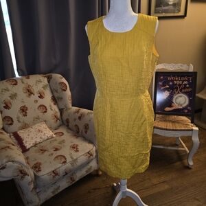 Banana Republic Factory Yellow Textured Midi Dress